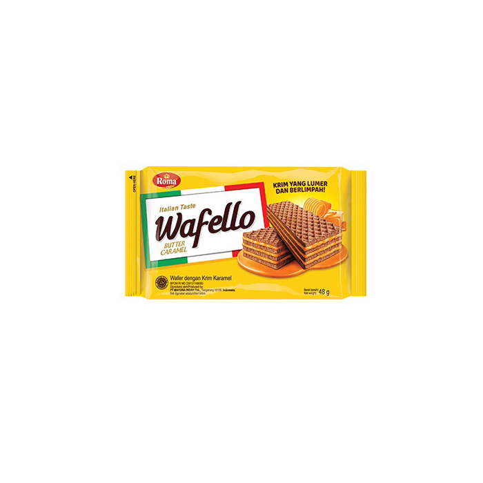 

Wafello Wafer Italia Caramel dan Gilus 30gr