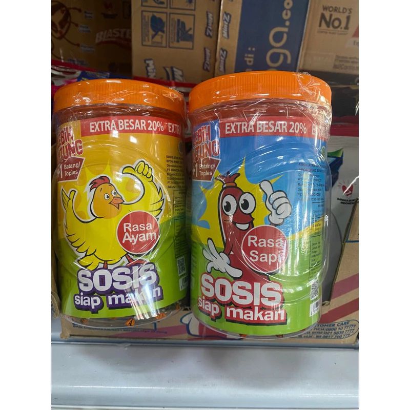 

Sosis siap makan rasa sapi & ayam per toples