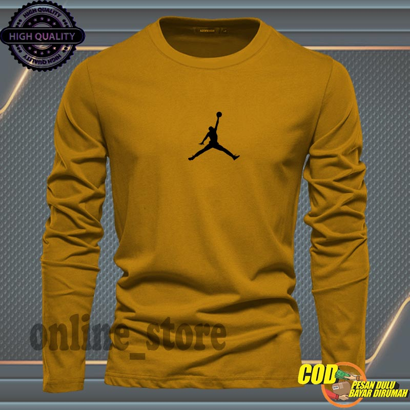 PROMO .... Baju Kaos Pria Lengan Panjang / Baju Kaos Pria & Wanita Casual / Tshirt Distro Logo Jorda