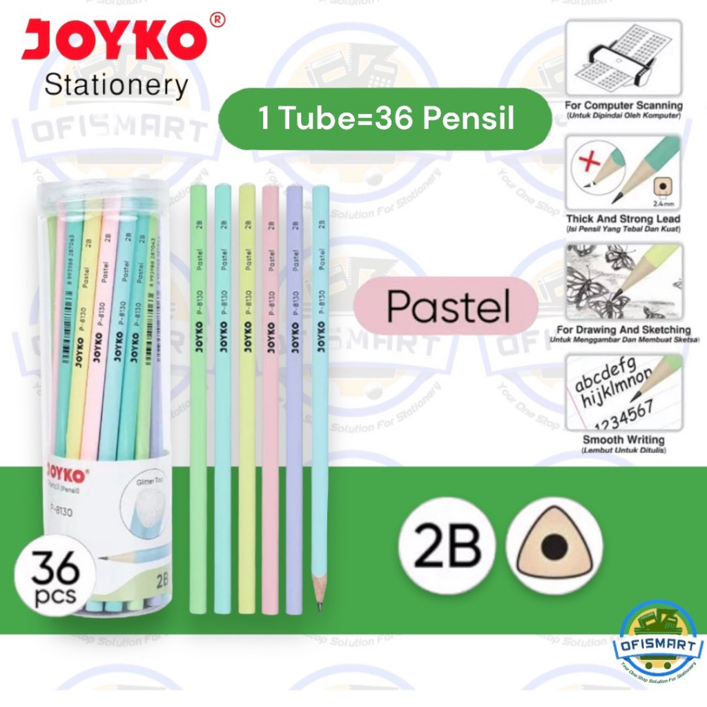 

Joyko Pensil Tulis 2B P-8130 Pastel | @1Drum=36PCs