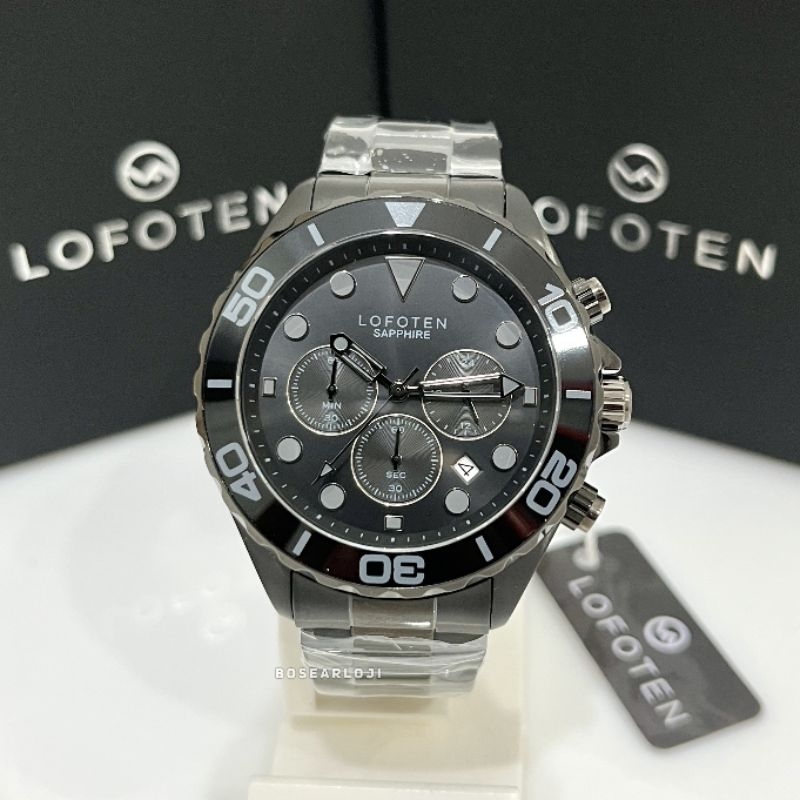 Jam Tangan Pria LOFOTEN F-6521MC-BK4 Chronograph Stainless Steel Strap