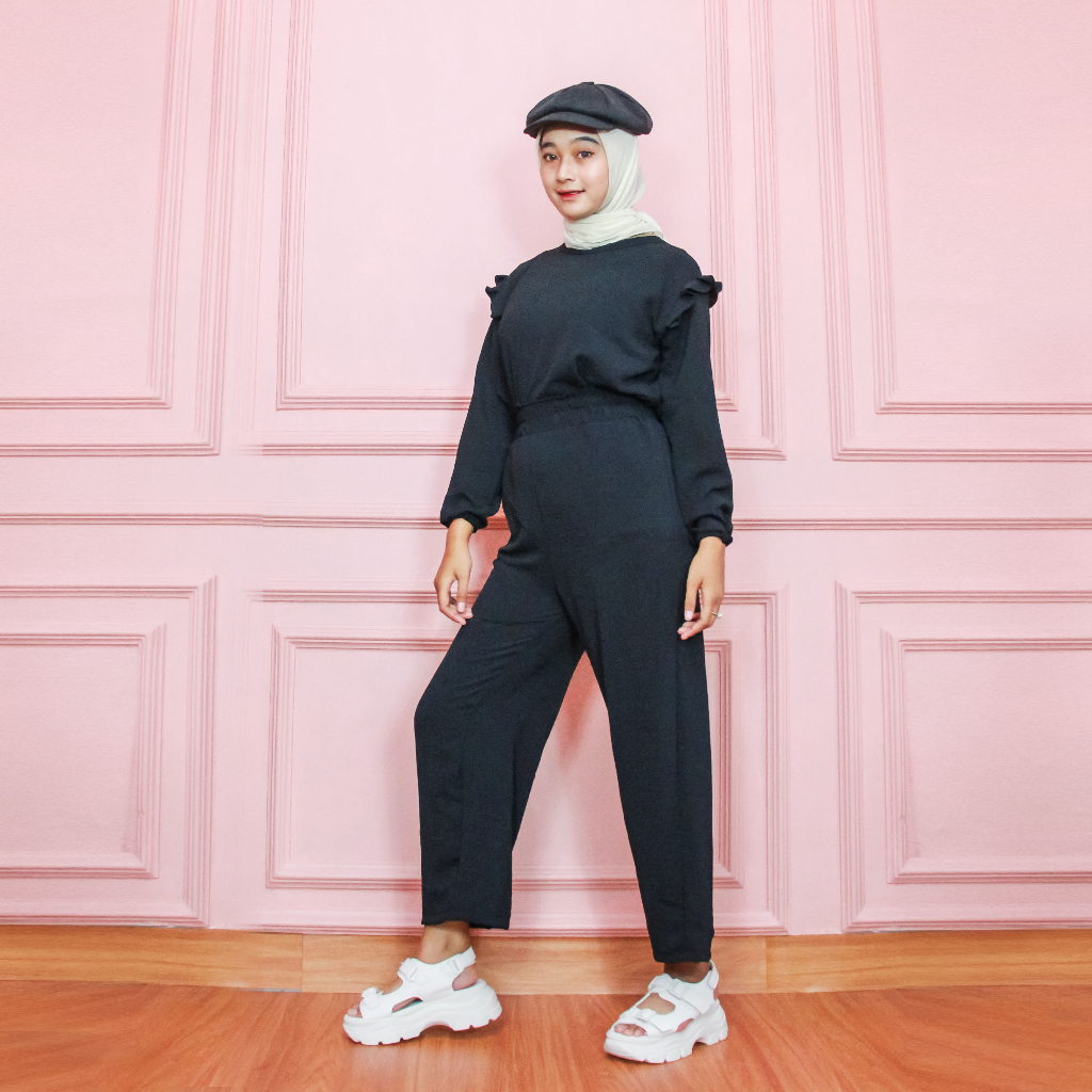 Setelan Wanita Set Nadia Cringkle Premium ( Atasan+Pants )