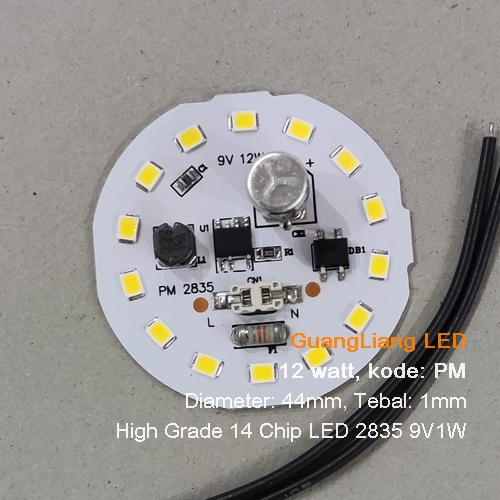 Mesin Lampu 12 watt Putih Terang PCB Aluminium AC 165-250V PM