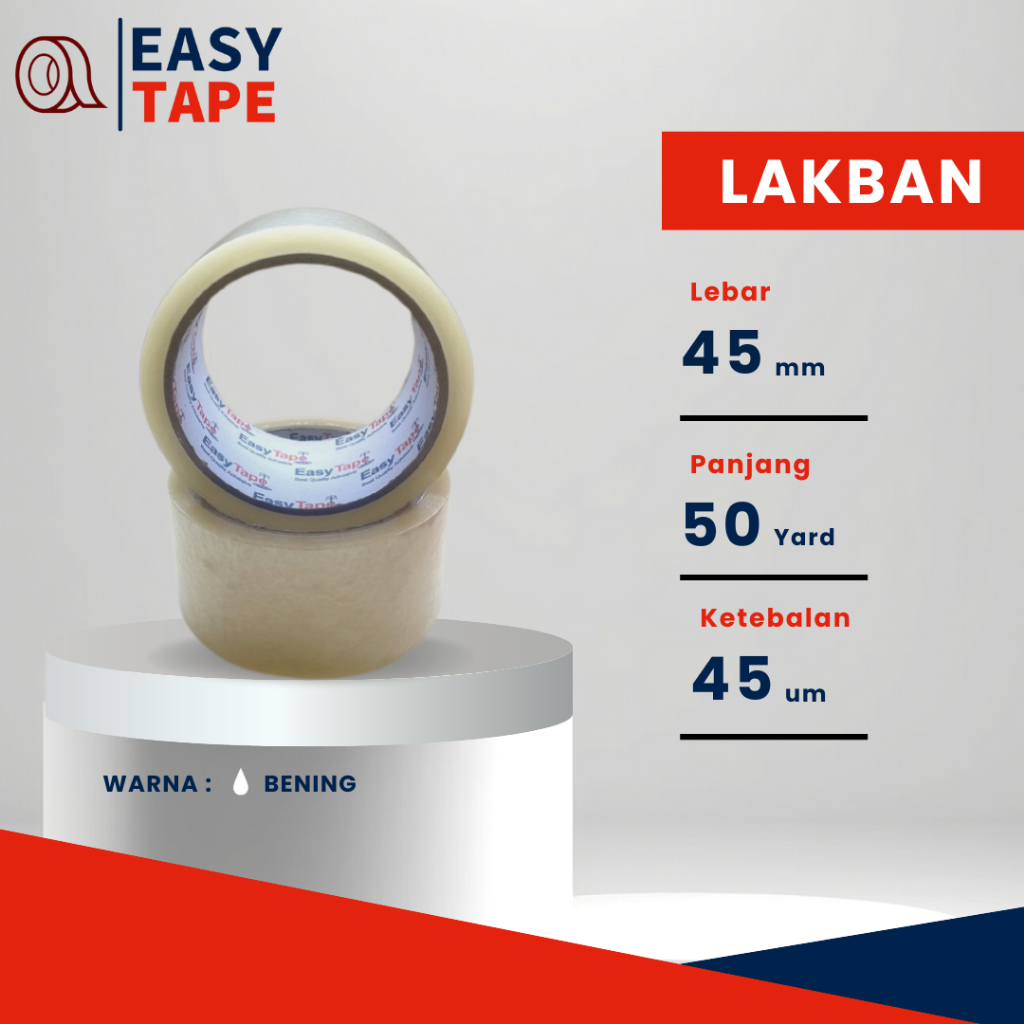 

Lakban Bening Ekonomis 45 mm 50 Yard Easy Tape