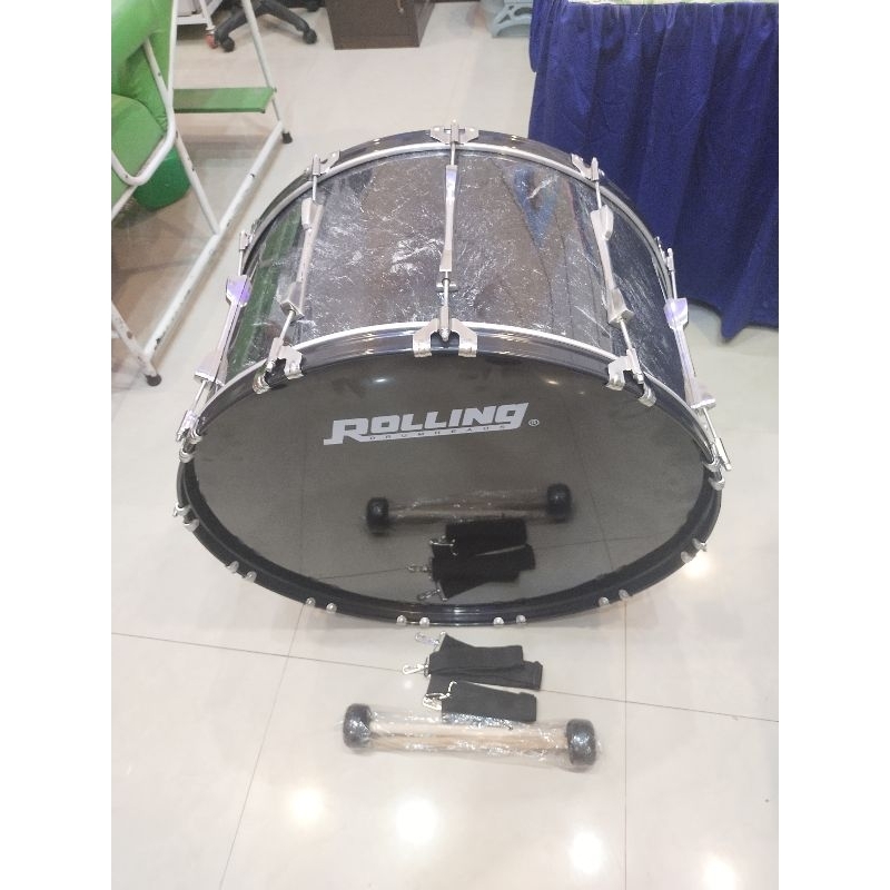 bass drum 28 inch hitam motif marmer
