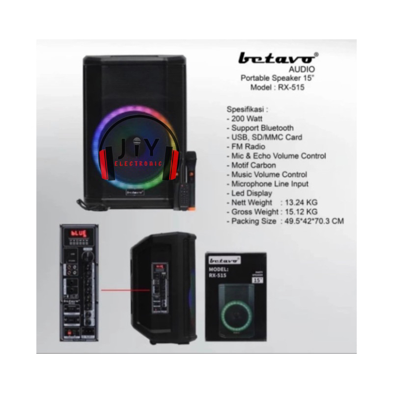 Speaker Portable Wireless Betavo 15 inch RX-515 RX 515 RX-515