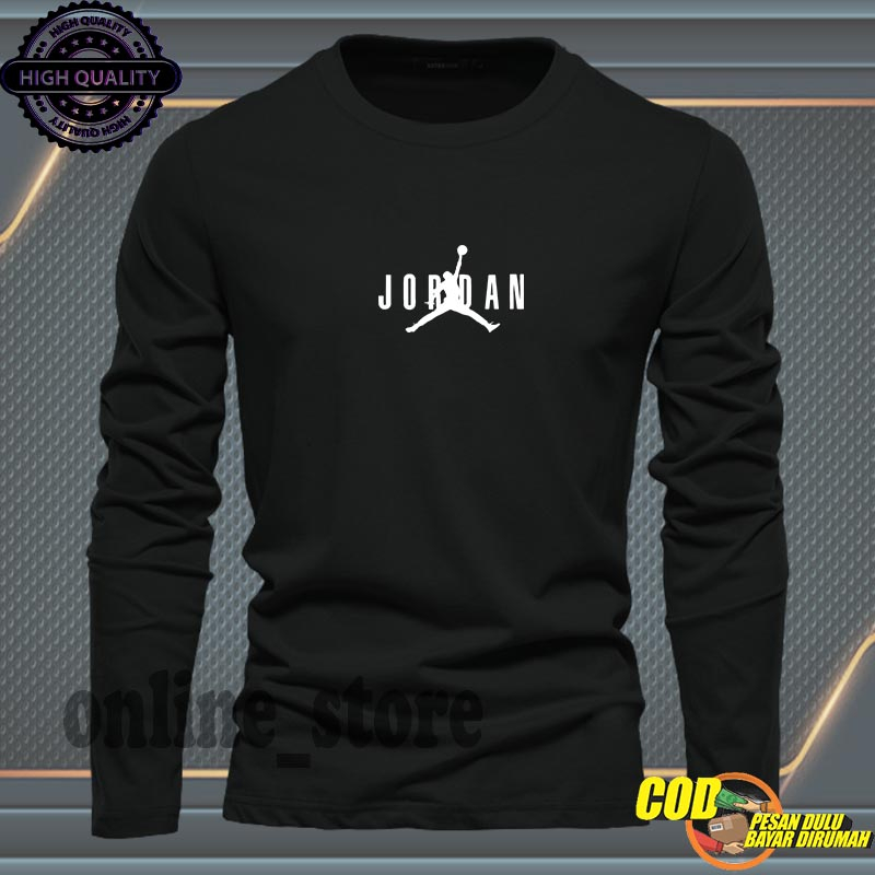 PROMO .... Baju Kaos Pria Lengan Panjang / Baju Kaos Pria & Wanita Casual / Tshirt Distro Logo Jorda