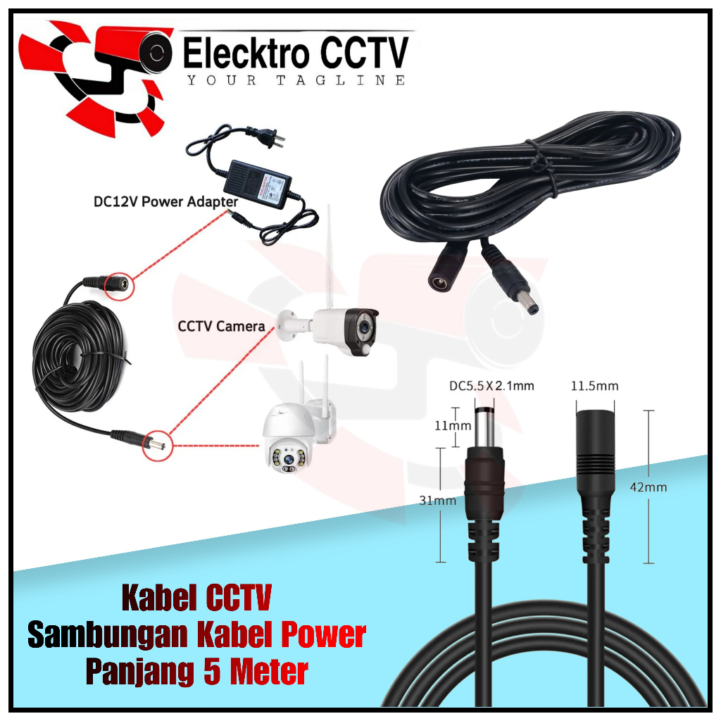 Sambungan Kabel POWER CCTV 5,5MM Sambungan Kabel Listrik Kabel Tembaga