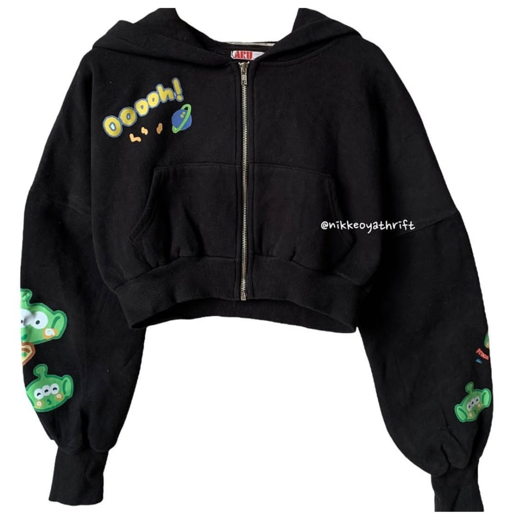 	 JAKET CROOPE OOOH PLANET ZIPPER HODIE SWEATER WANITA CROPE TOP	
