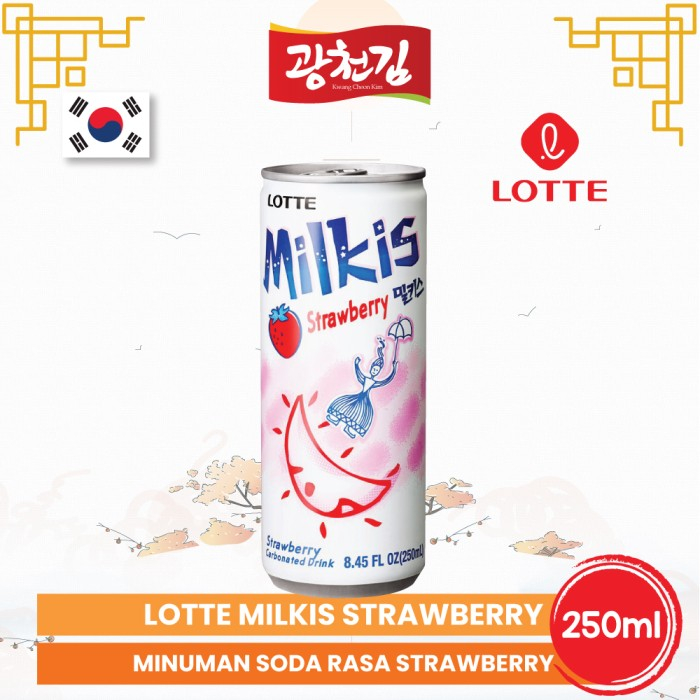 

Lotte Milkis Strawberry 250ml/Soda Susu Rasa Strawberry Asli Korea