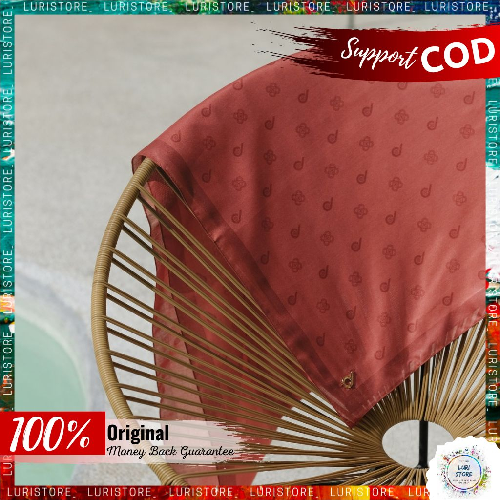 KERUDUNG DEENAY ORI AREULLA REDWOOD Hijab Jilbab Segi Empat Voal Motif Denay Promo Terbaru Premium