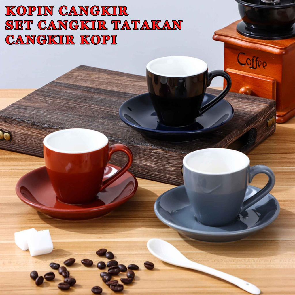 Cangkir Mini Espresso * Kopin Cangkir * Set Cangkir Tatakan