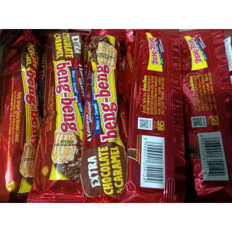 

Beng Beng Chocolate caramel Crispy wafer ( 1 box isi 20 pcs) eceran Rp.2.000