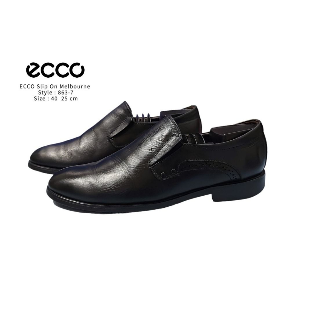 Sepatu ECCO 863-7 Melbourne Plain Toe Slip On Men's Size 40