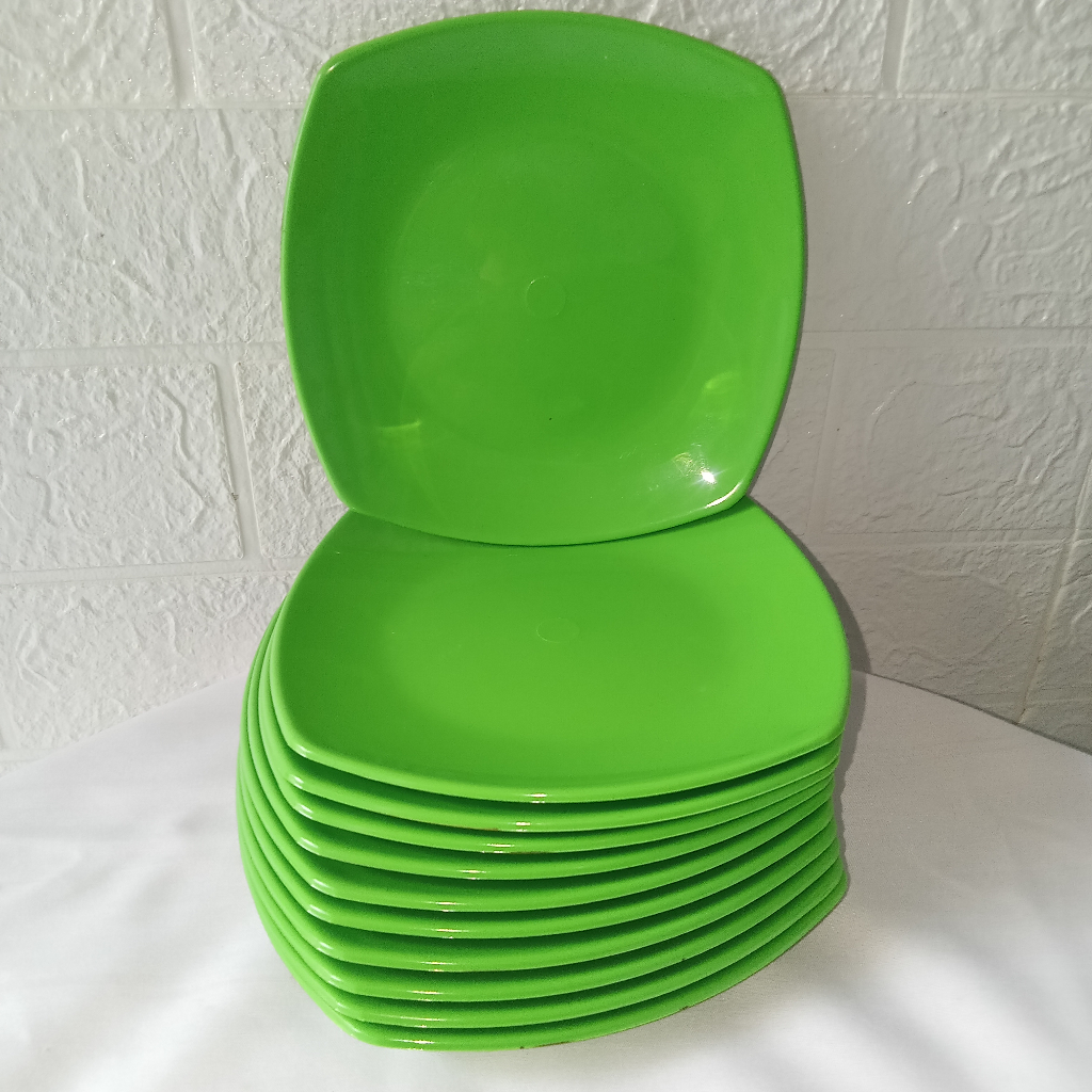 PIRING TAPLEK KECIL SEMI MELAMIN 1 LUSIN-PIRING COREEL SAJI-TATAKAN KOTAK SEGI CEPER