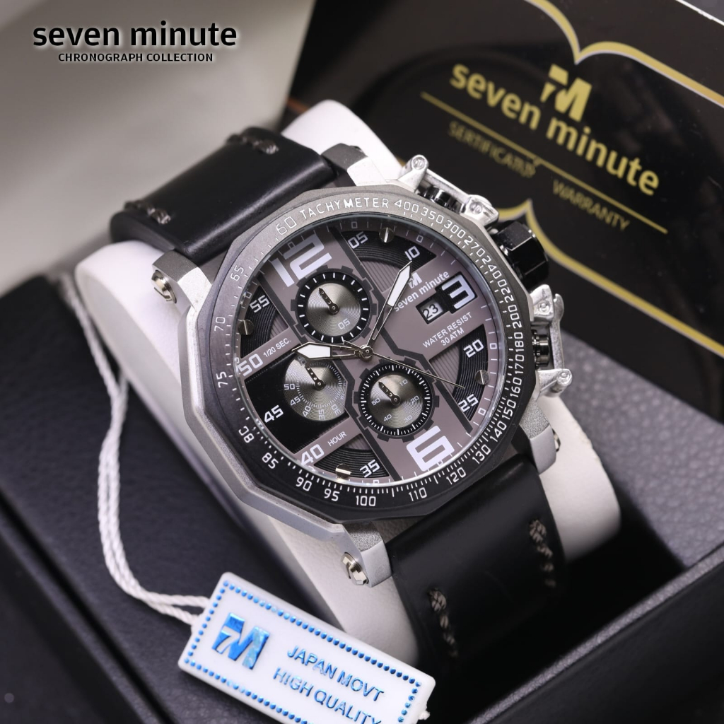 NEW ARRIVAL Jam Tangan Pria Seven Minute Original Kulit Chrono Aktif SM-S93382