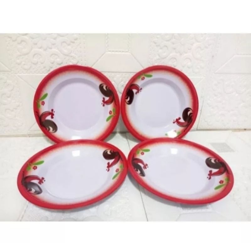 Piring Enamel Seng Motif Ayam Jago