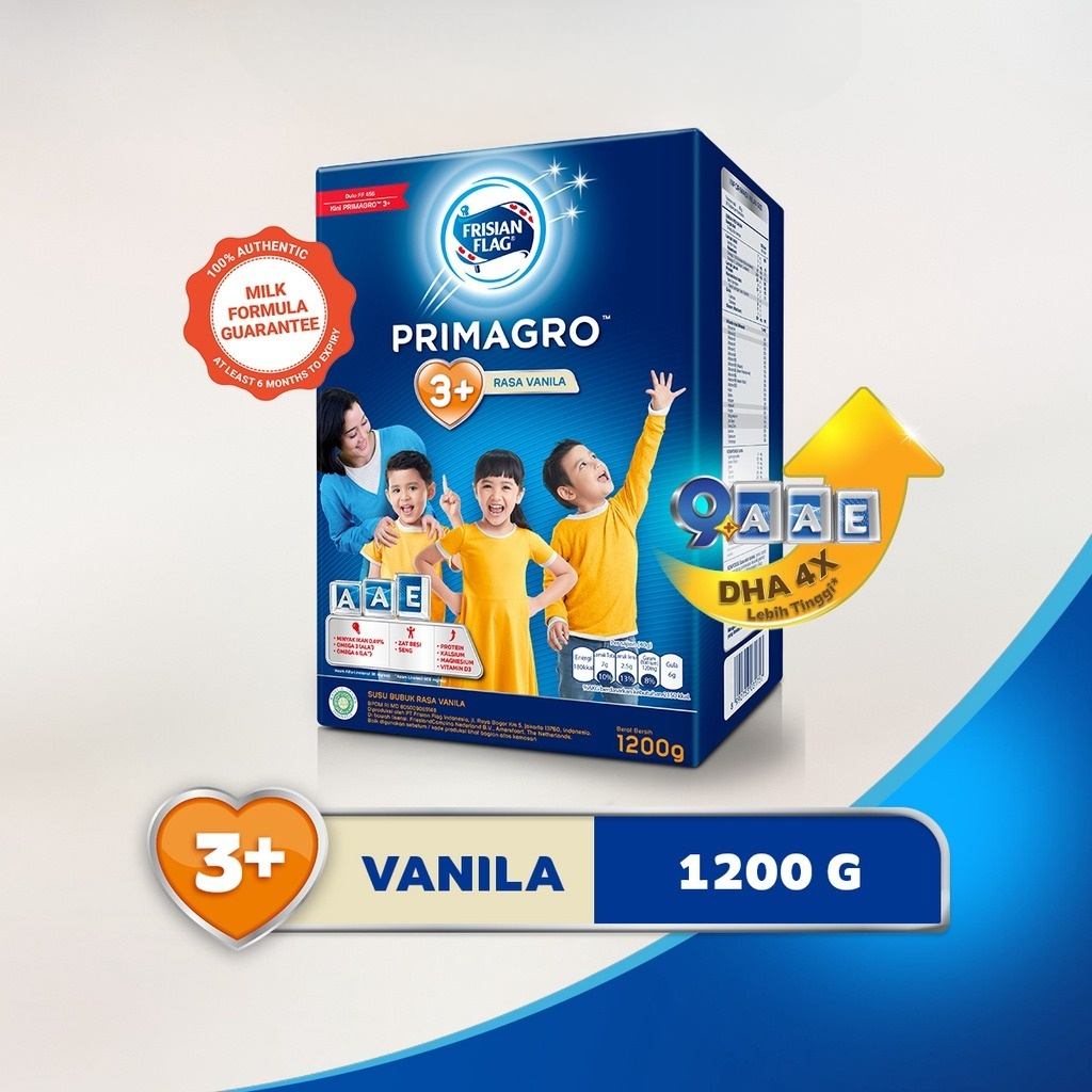 [1200 Gram] Frisian Flag Primagro 3+ Vanilla / Madu 1200 gr Susu Formula Pertumbuhan Anak - 1 Pcs