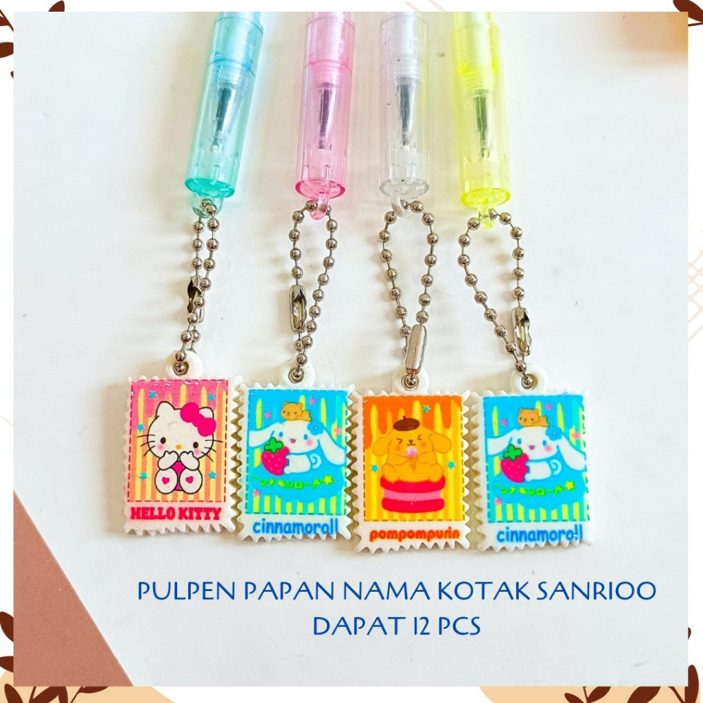 

SELUSIN PULPEN PAPAN NAMA KOTAK SANRIOO ISI 12 PCS LUCU PEN GANTUNGAN BOLPEN ALAT TULIS KANTOR COD TERMURAH