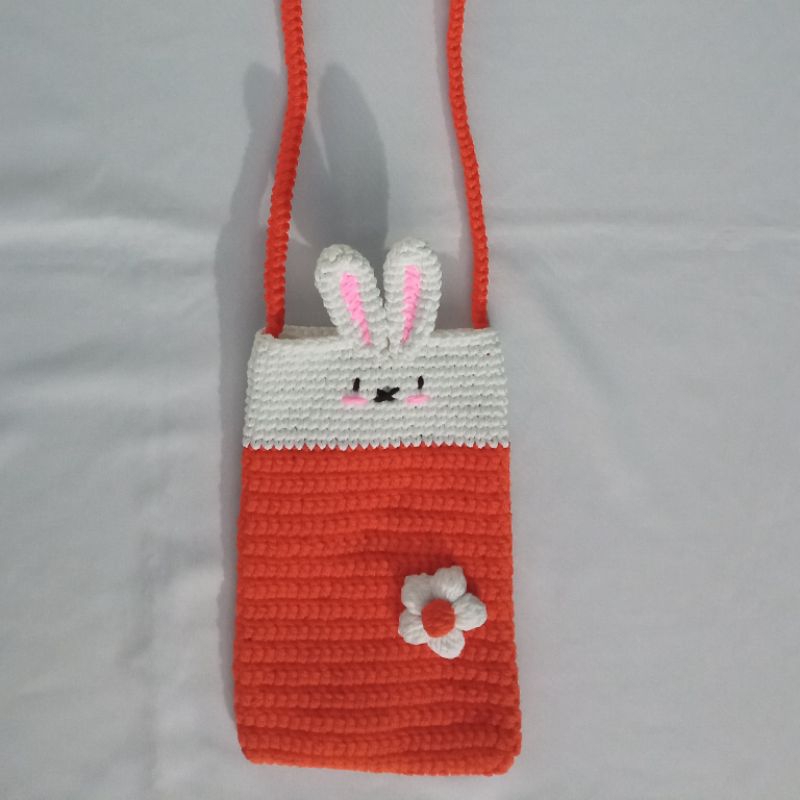 Tas Selempang HP Kelinci Imut | Tas Rajut Handmade Remaja Wanita
