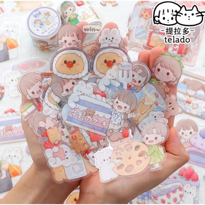 

KIYOWO 30 PCS BIG STICKER ABOUT EAT CUTE KAWAII WATERPROOF