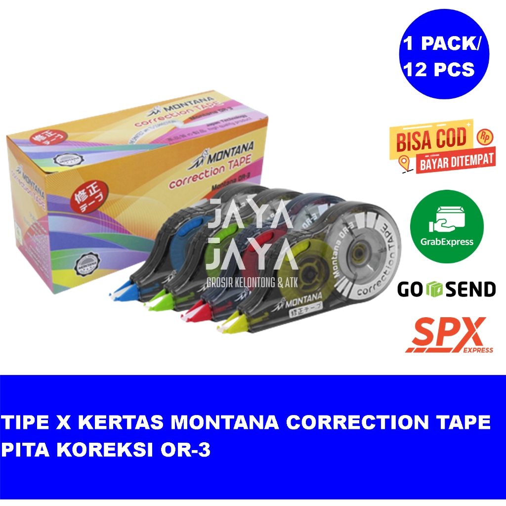 

TIPE X KERTAS MONTANA CORRECTION TAPE PITA KOREKSI OR-3