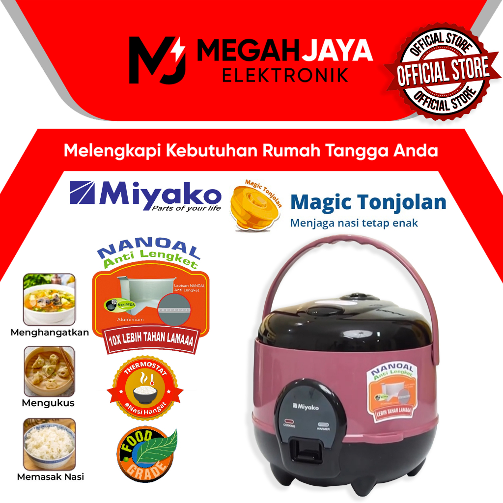 [COD READY] MIYAKO RICE COOKER / MAGIC COM MCM606 / MCM 606 / MCM-606 (0,6 LITER) GARANSI RESMI