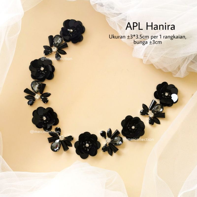 payet rangkai leher pinggang bunga mutiara KOMPILASI warna hitam Black payet kebaya bunga 3d gaun tunangan wedding
