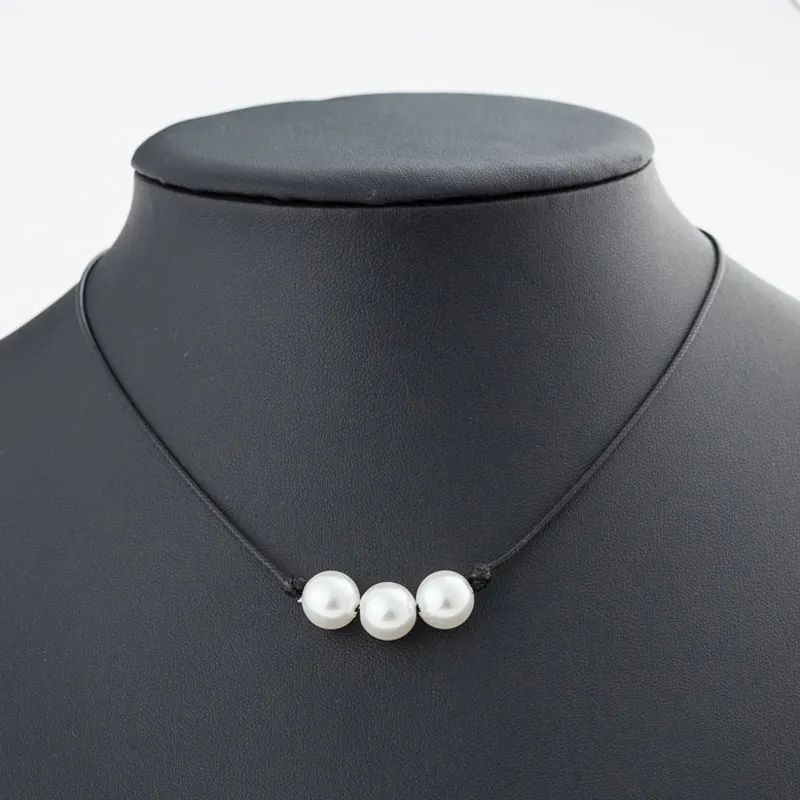 KALUNG TALI HITAM LIONTIN MUTIARA PRIA WANITA