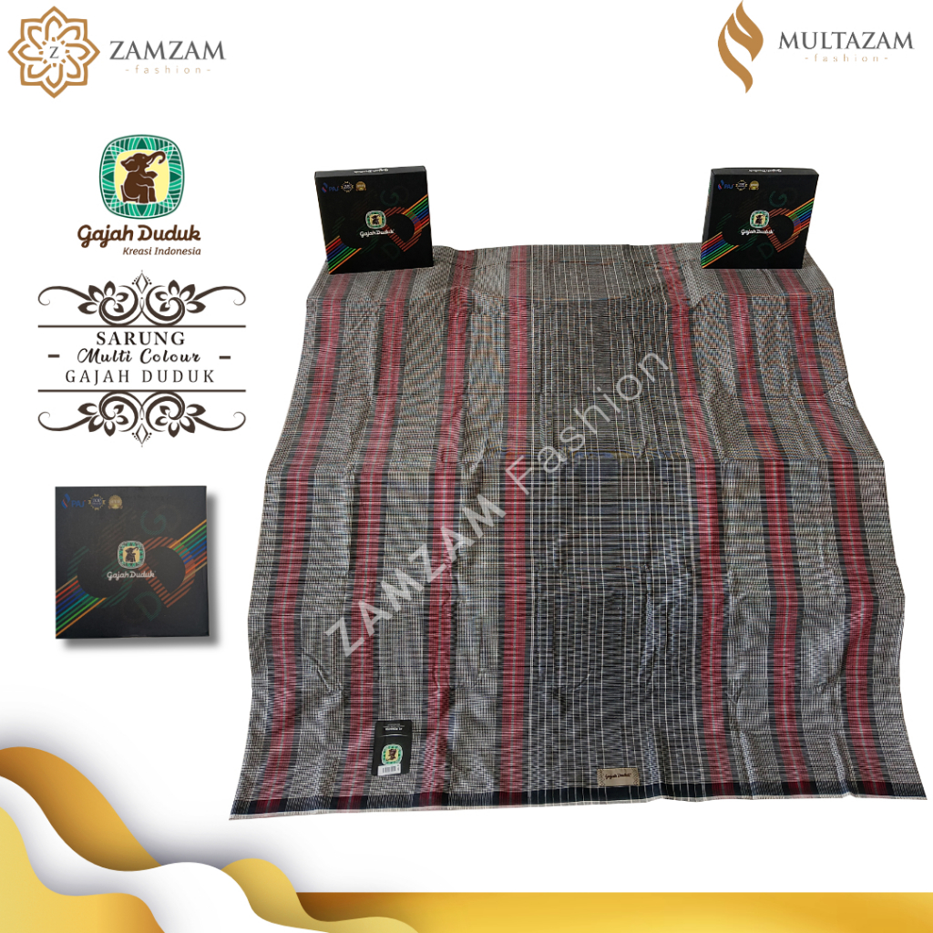 Sarung Premium GAJAH DUDUK Multicolour Kain Tenun Motif Warna Dewasa Pria Laki Cap Solat Sholat Rema