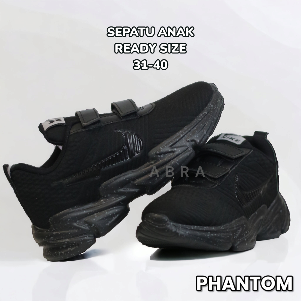 ABRA Sepatu Sekolah TK SD SMP Anak Laki Laki Perempuan Nike Zoom Kid Velcro Tali Sneakers Perekat Ce