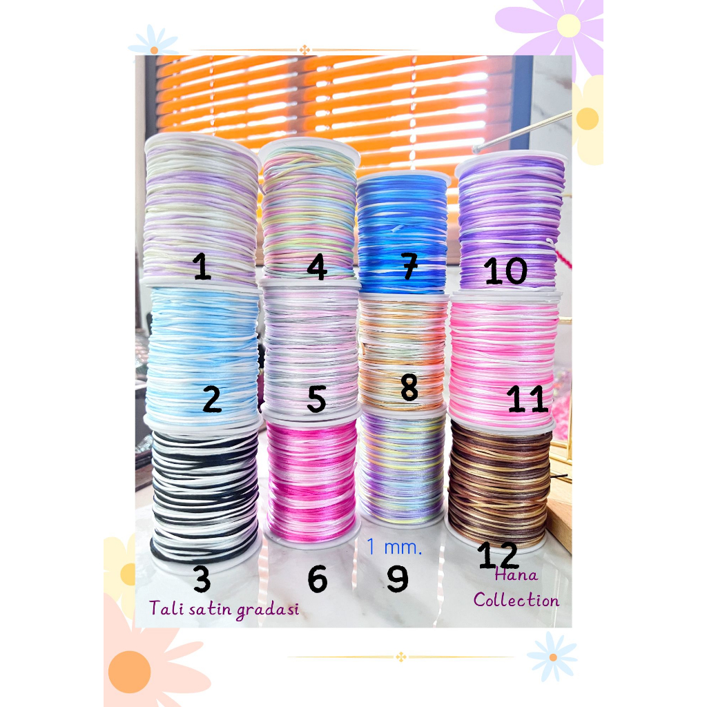 (HANA) 1 Roll  tali Satin gradasi  1mm