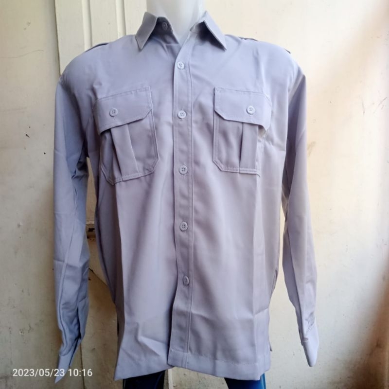 kemeja dishub lengan panjang, baju dishub abu abu lengan panjang