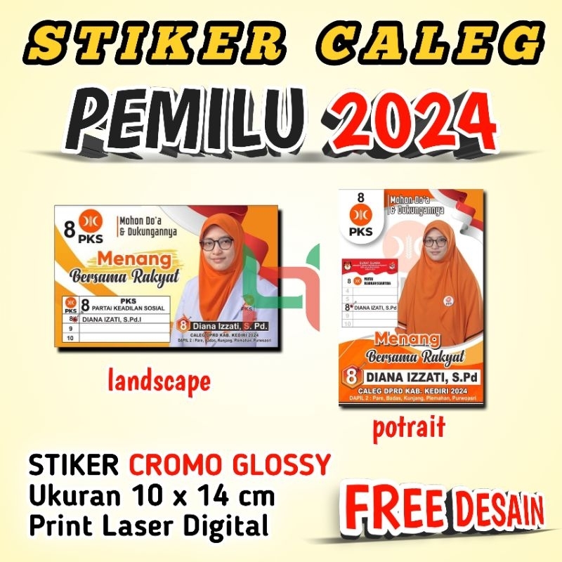 

Stiker Caleg pemilu 2024 FREE DESAIN** 100pcs