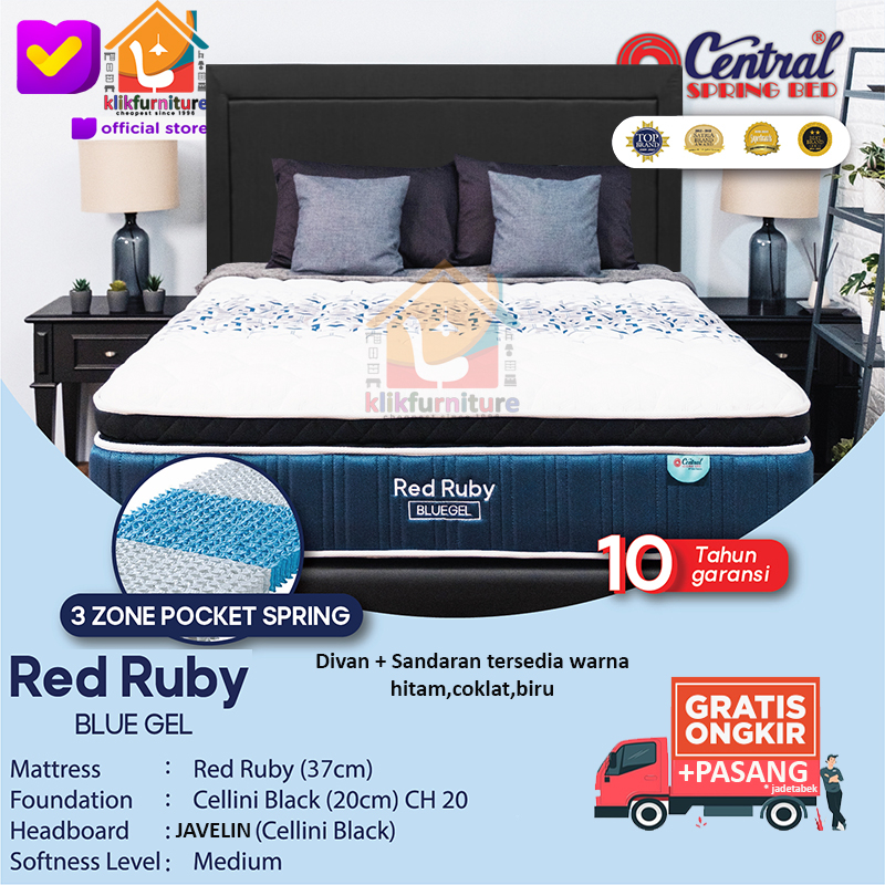 (1 set) Red Ruby 3 Zone Pocket BLUEGEL Hb Javelin Central Springbed