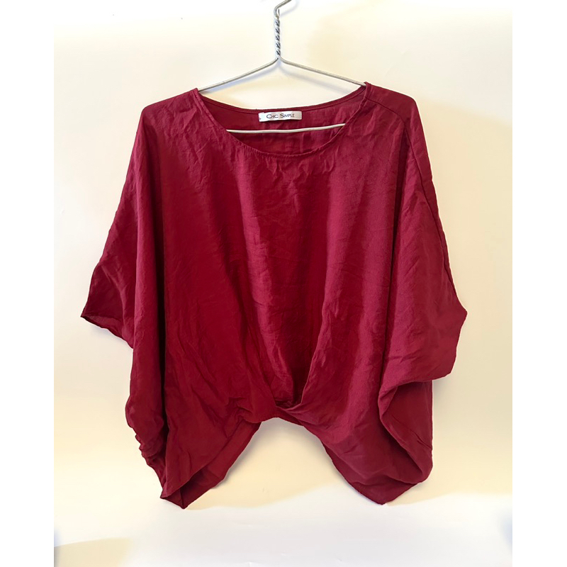 Chic Simple Blouse merah baju model kelelawar loose merah
