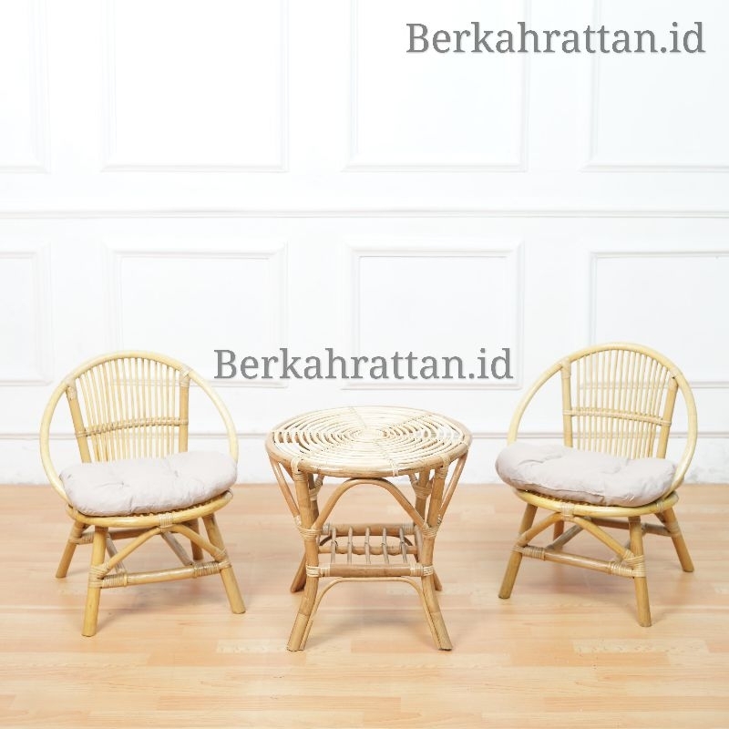 Kursi Teras Rotan Momon Minimalis 1 set / Kursi Teras rotan Depan Rumah Outdoor