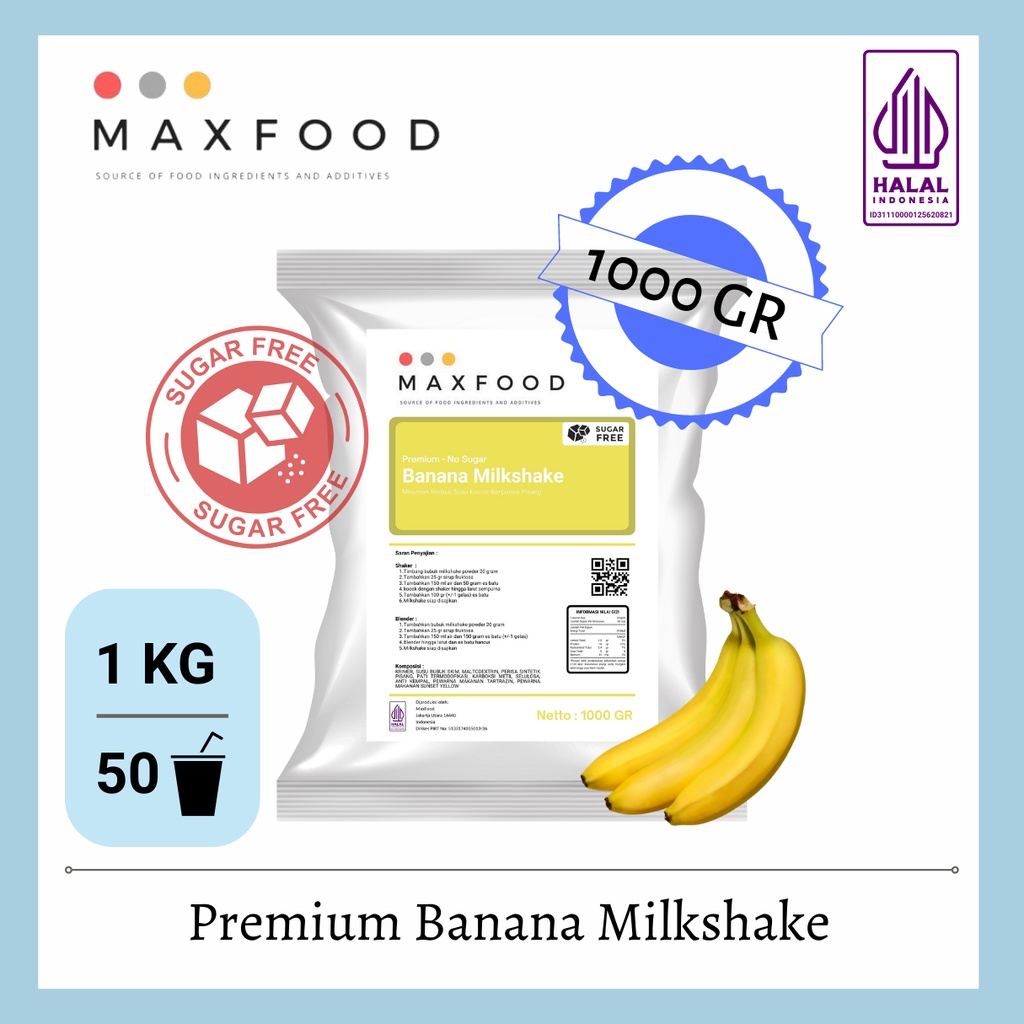 

Banana Milkshake - No Sugar / Bubuk Minuman Milkshake Rasa Pisang ( 1kg )