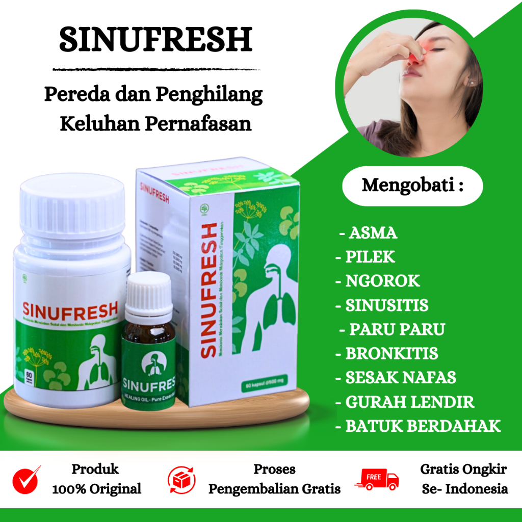 Sinufresh Kapsul Herbal - Obat Sinusitis Herbal Paling Ampuh - Obat Sinusitis Pilek Menahun Gurah Hi