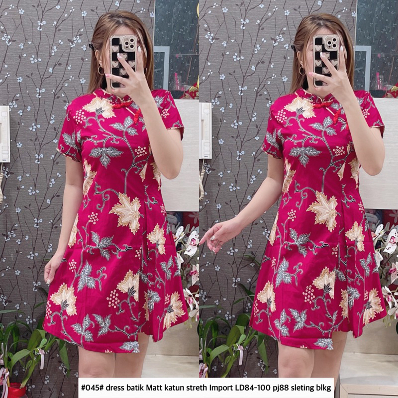 As045 dress batik merah cantik