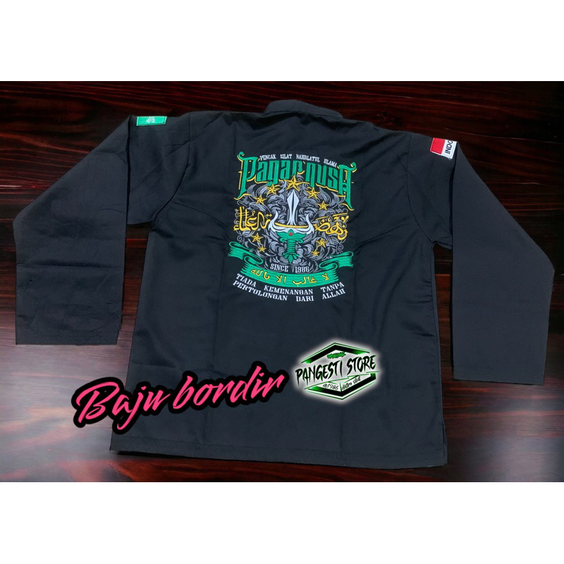 sakral baju pagar nusa bordir motif hijau sett bed lengan nu+bendera