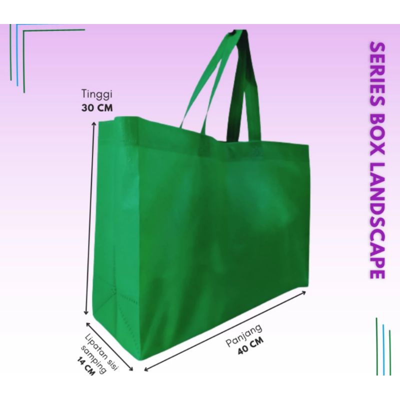 

tas spunbond box landscape 40x30x14cm sablon 1sisi 1 warna