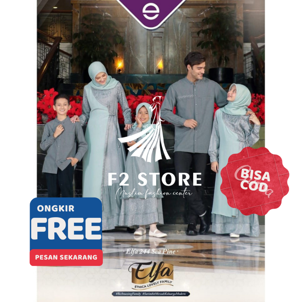 BUSANA MUSLIM SARIMBIT COUPLE ETHICA ORIGINAL - ELFA 244 SEA PINE