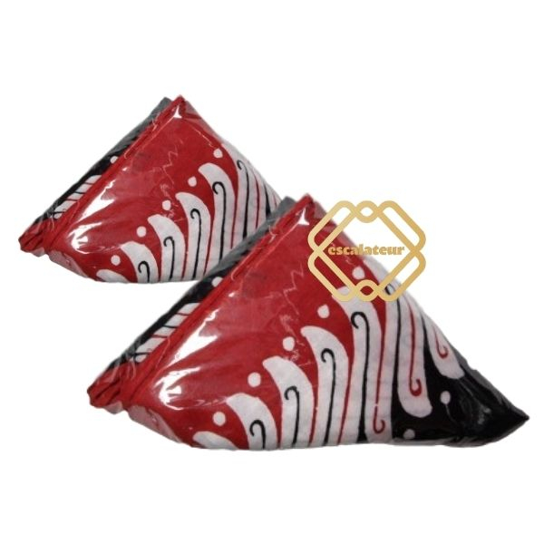 UDENG  BANYUWANGI SEGITIGA MERAH / Udeng Segitiga Banyuwangi Merah Mix Putih / Iket Kepala Batik Seg