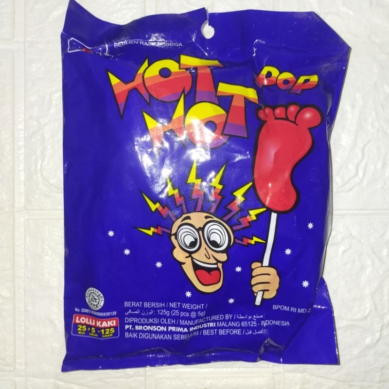 

HOT HOT POP PERMEN LOLLIPOP KAKI PER BUNGKUS SAK ISI 25 125g