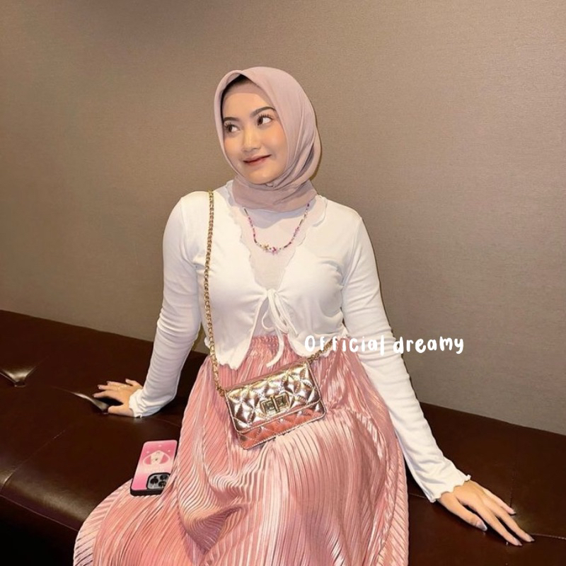 ‼️READY‼️SOPHIA SOFT RIB CARDIGAN KRIWIL CROP CARDI TALI KAT DEPAN LUCU - CARDIGAN CROP RAJUT WANITA