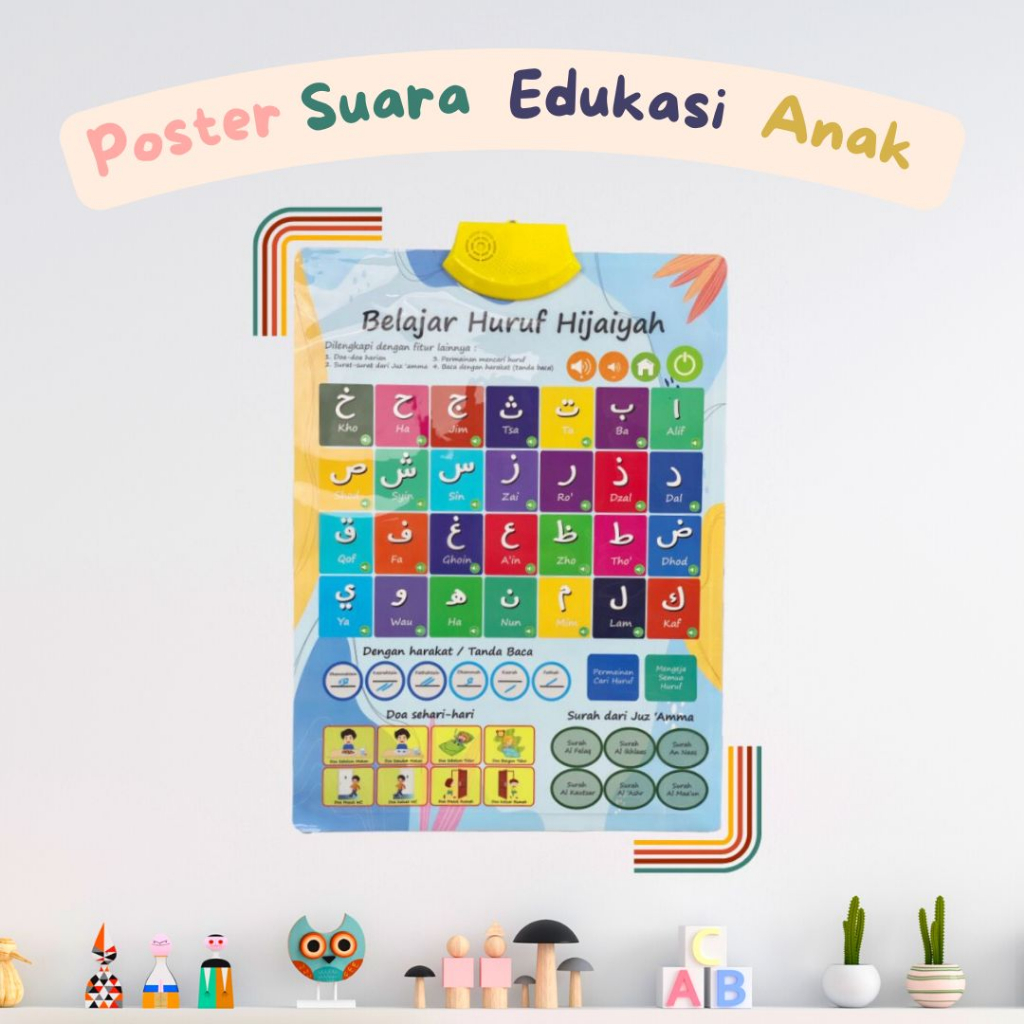 Mainan Edukasi Anak Usia 2 3 4 5 tahun Poster Anak Suara Belajar Ngaji Hijaiyah