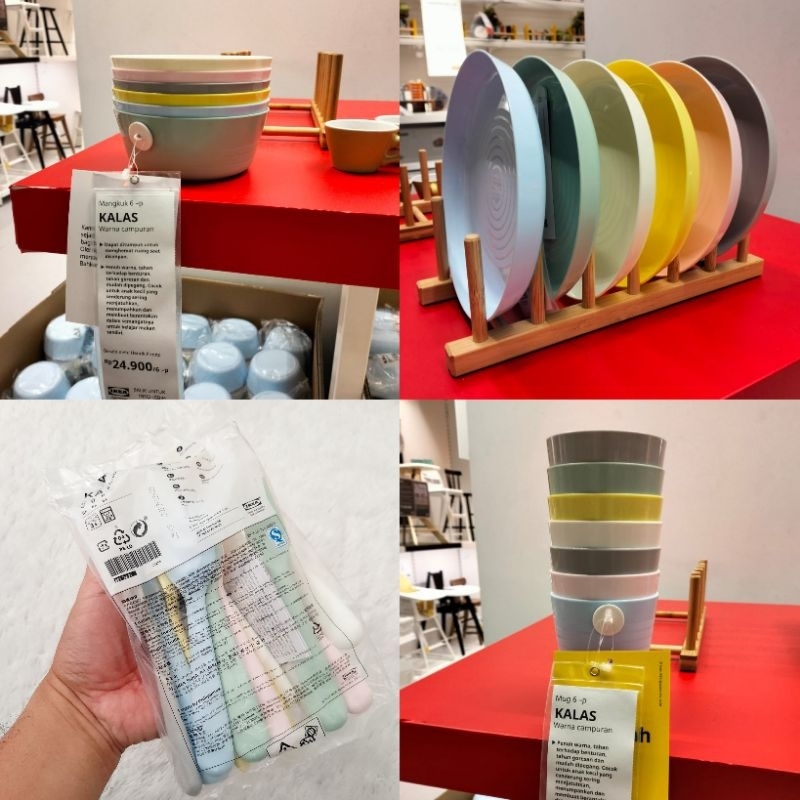 Set Peralatan Makan Anak IKEA Piring / Gelas / Mangkok / Sendok / Garpu / Pisau Plastik