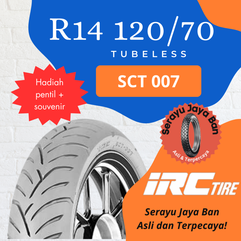 Ban motor IRC ring 14 120/70 SCT 007 tubeless