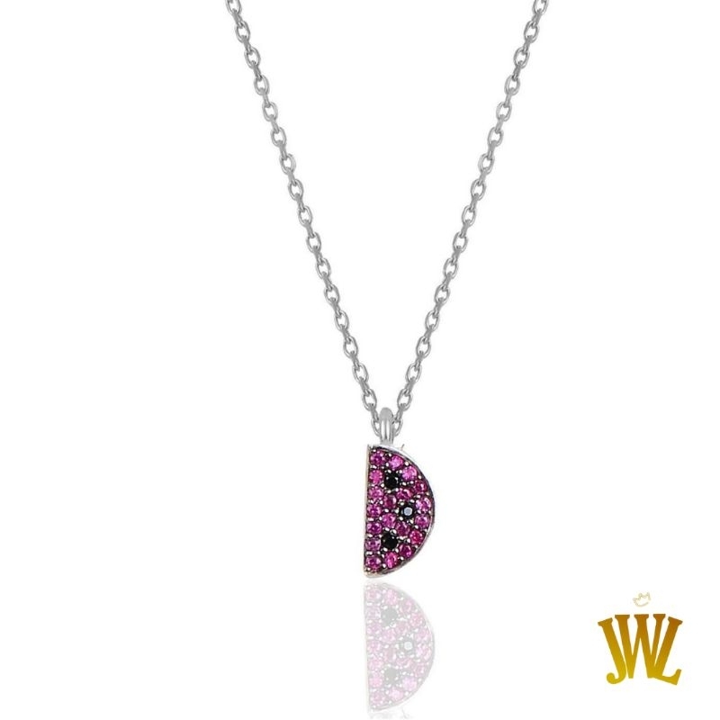 Jewellant - Kalung Model Semangka Batu Perak, Kalung Wanita Perak Silver 925 Asli, Watermelon Model 